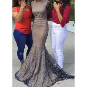 Windsor black mesh prom dress
